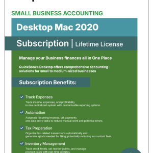 QuickBooks Desktop Mac 2020 | Lifetime License | No Subscription | 1-User |