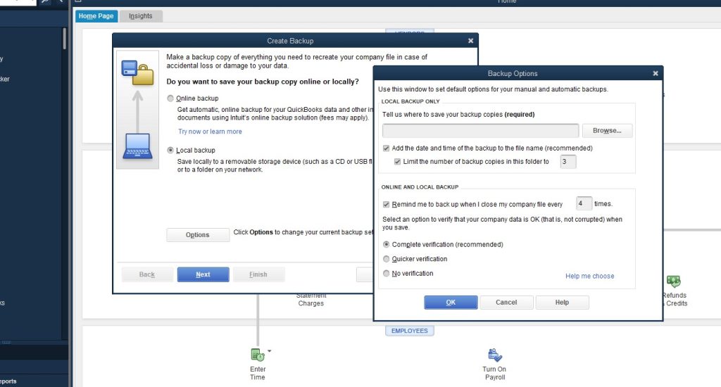 QuickBooks Desktop Company menu showing export to QuickBooks Online option