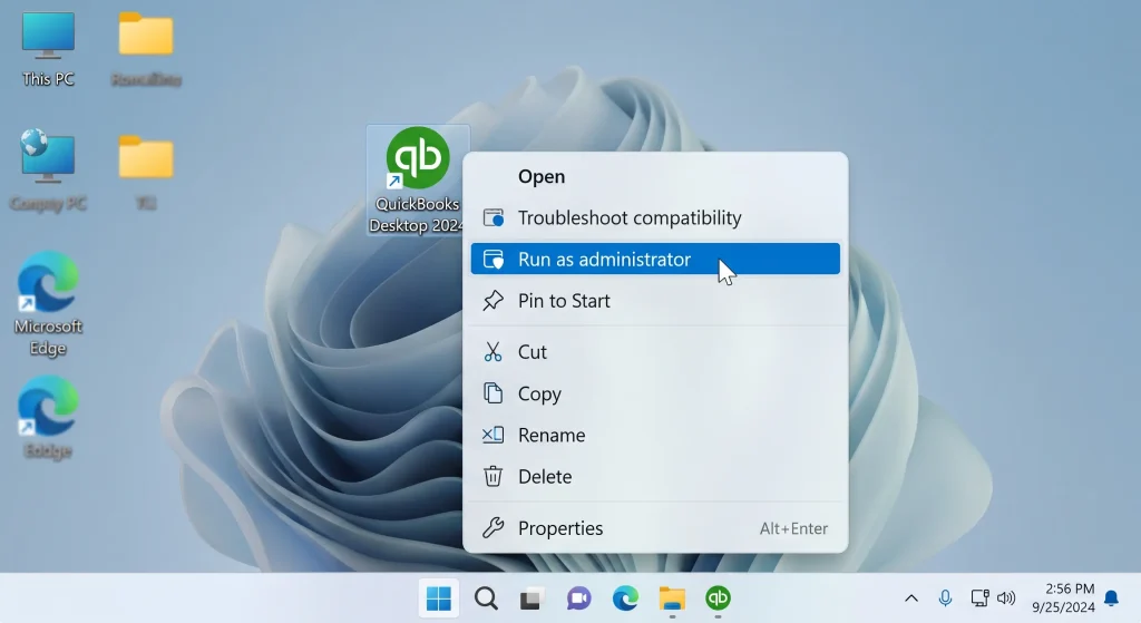 Running QuickBooks Desktop as administrator when it won't open